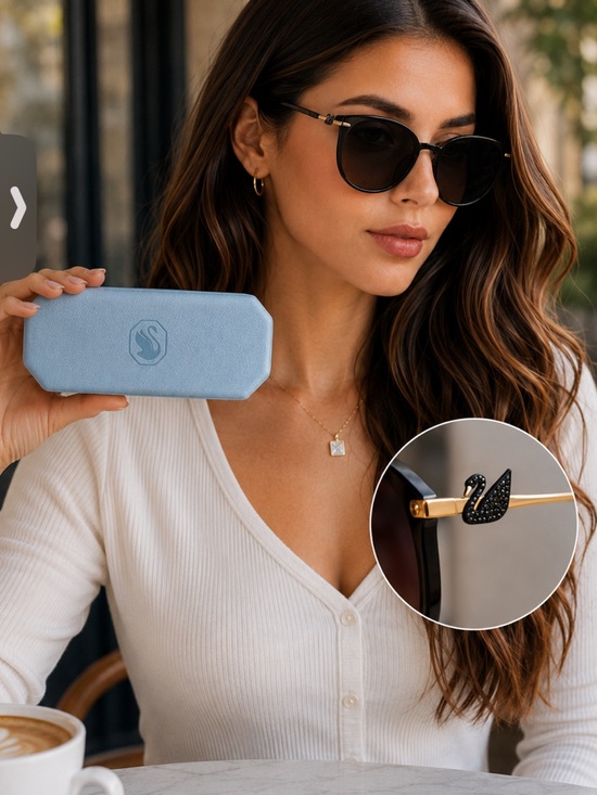 Swarovski Accessories - Swarovski $299 SWAN Sunglasses with Case
